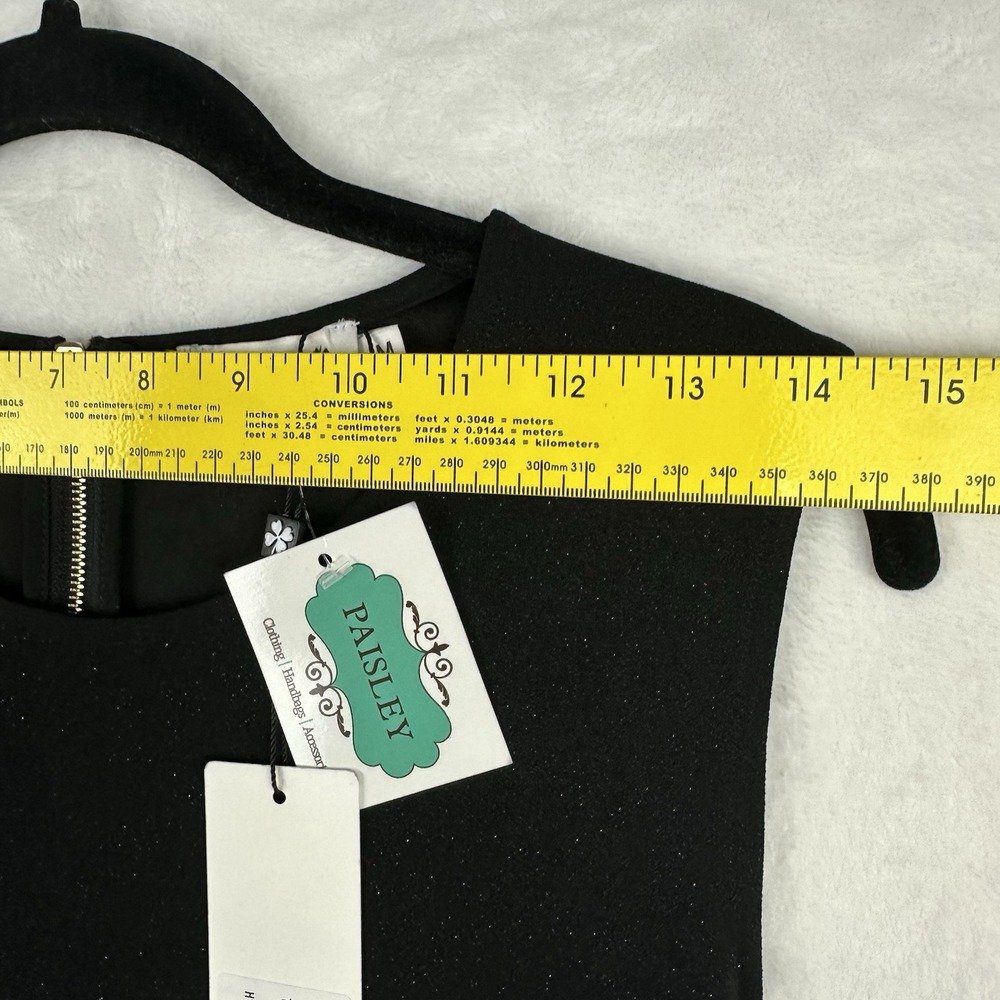 Molly Bracken Black Sleeveless Flare Slight Sparkle Knit Dress‎ M Back Zip - Picture 14 of 16